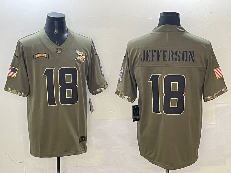 Men Minnesota Vikings #18 Jefferson Green Nike 2025 Salute to Service Limited NFL Jersey style 1->minnesota vikings->NFL Jersey